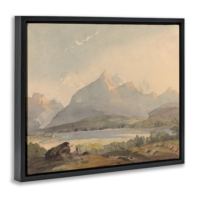 Cadre flottant Peaceful Hazy Mountains, design par lettré et doublé