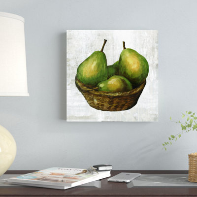 Poires dans un panier, reproduction d'art sur toile tendue