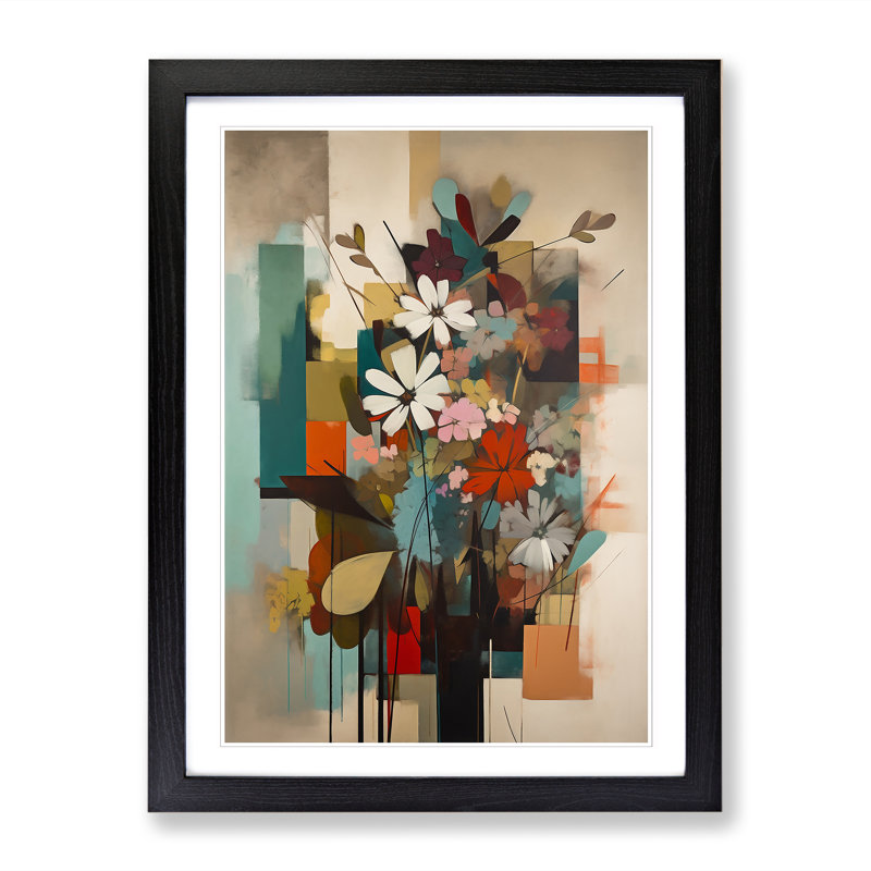 FRM-V0523-861X Flowers Bauhaus Vol.8 1 Piece Single Picture Frame Wall Art, 34cm H x 25cm W x 2cm D, Oak Framed
