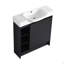 Meuble-lavabo autoportant de 30 po avec lavabo en céramique blanche et porte à fermeture en douceur, chêne foncé, contreplaqué, emballage KD-131993107
