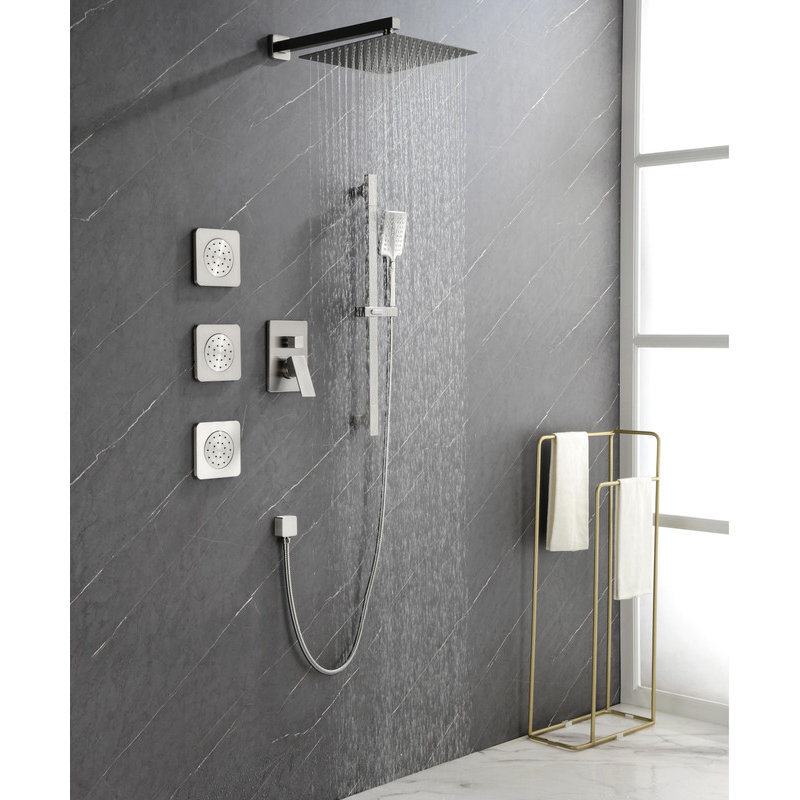 All - Inclusive Luxury Shower System - Shower Head, Hand Shower & 3 Bodysprays | Dual - Control Cartridges, Slide Bar Included
