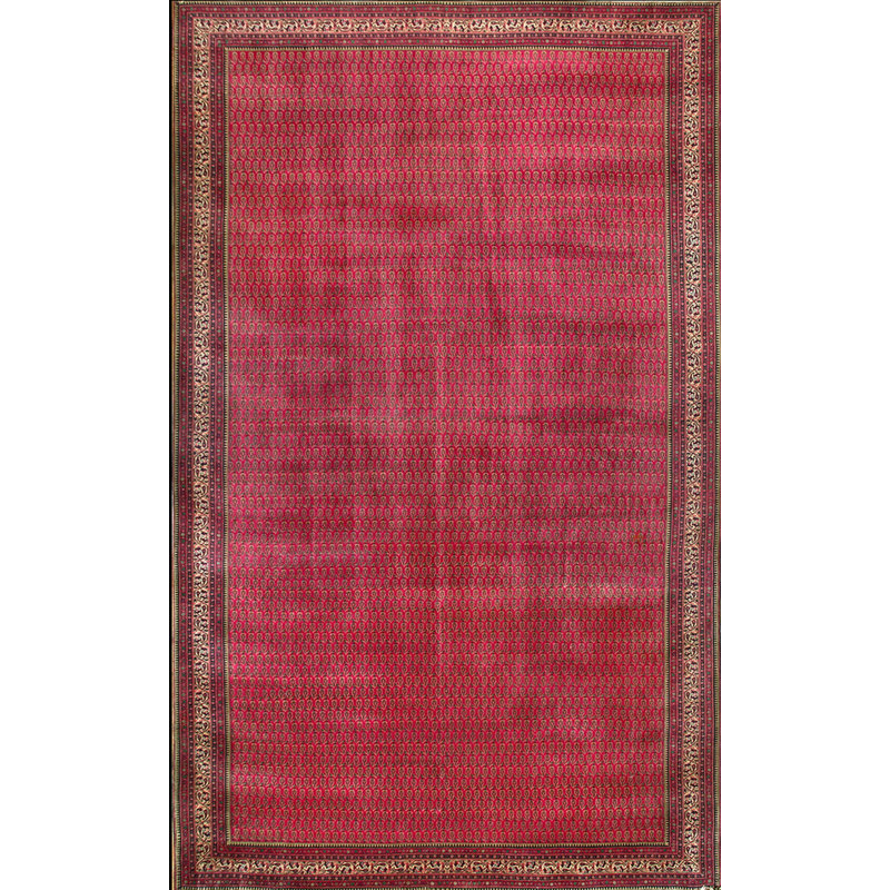 Small Allover Paisley Pattern Antique Oversized Red Indian Lahore Carpet
