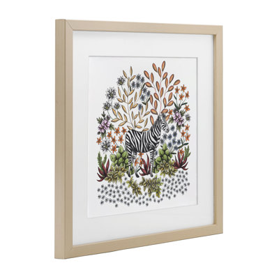 Jungle Wildlife Zebra, reproduction encadrée sous verre, conception de Cecilia Battaini