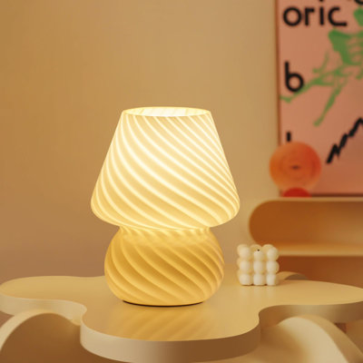 Lampe champignon - petite lampe de table avec verre rayé Mushroom