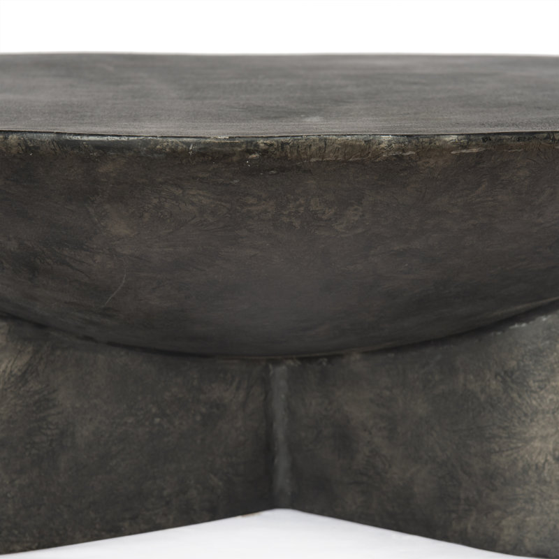 Raw Black Aluminum Round Coffee Table with Storage