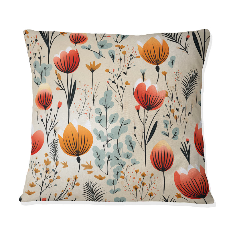 Coussin Orange Meadow, H 16 po x l 16 po