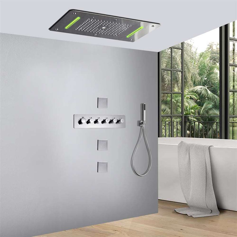 Caserta Chrome Thermostatic Shower System with Polished Finish and Wall Mount Installation