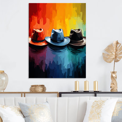 Chapeau de cowboy rétro coloré - art mural en métal Cowgirls