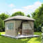 Pavillon de jardin à double toit ombragé avec espace de ton gris et espace extérieur, 11 pieds carrés, 11 x 11 pieds