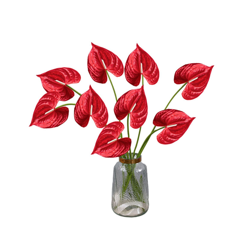 10 pièces artificielles fleurs de lys Anthurium 24 "fausses fleurs tropicales pour bouquets de vase décoration de bureau à domicile