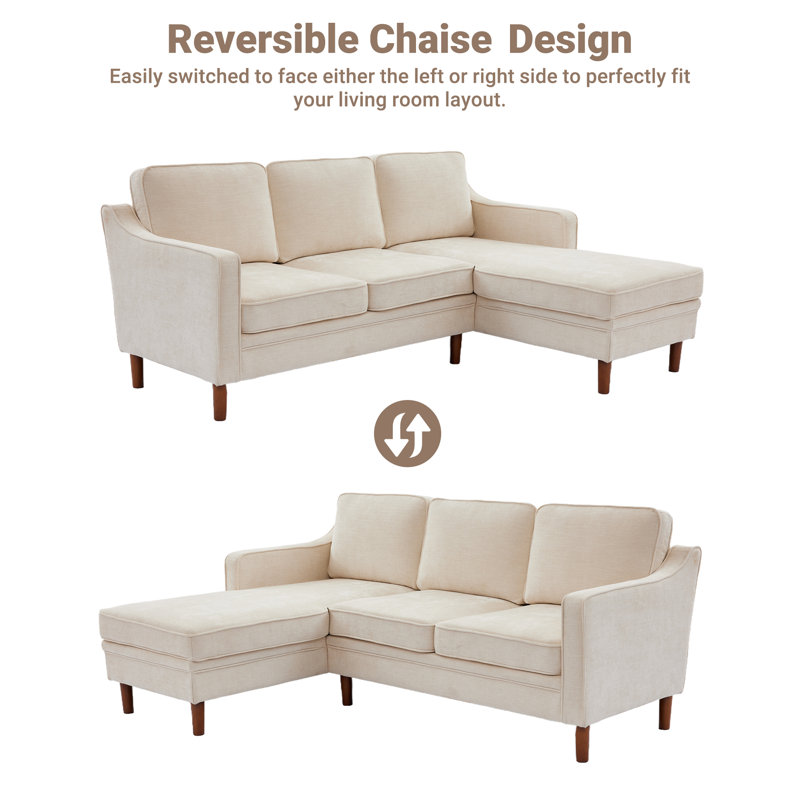 Azriah 2-Piece Reversible Sectional, Beige Chenille
