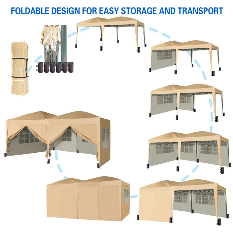 Alanie 6m x 3m Pop Up Gazebo, Beige