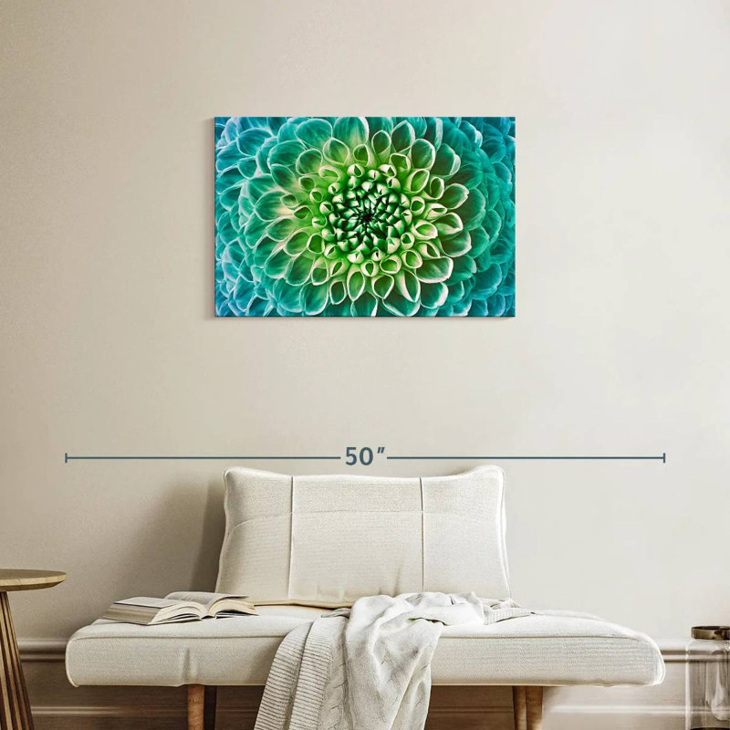 Fleur de dahlia turquoise Harnek, H 20 po x l 30 po