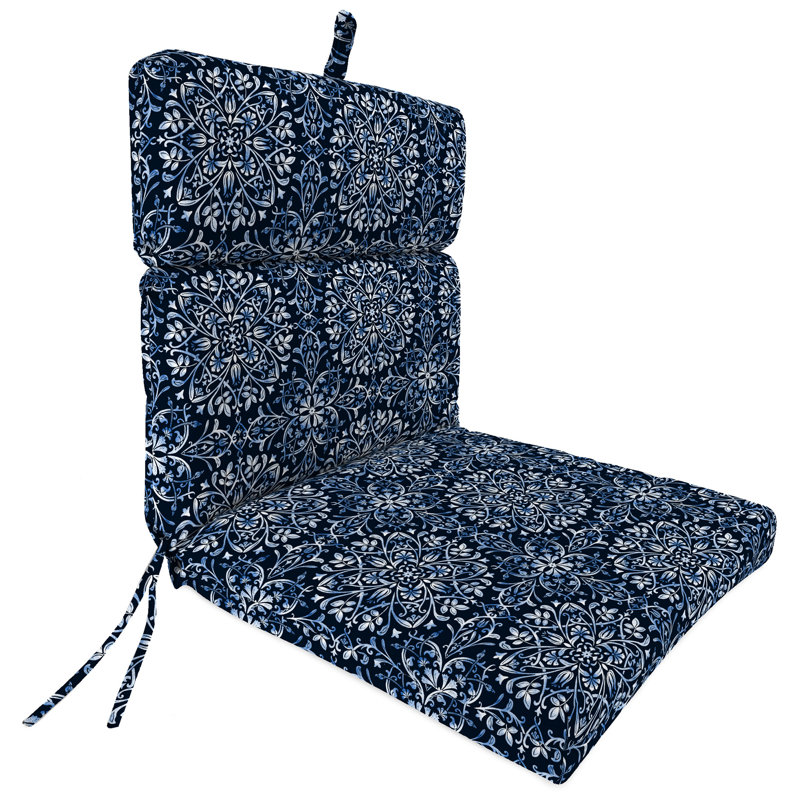 22" x 44" Outdoor Chair Cushion with Ties and Loop, Dresden Midnight