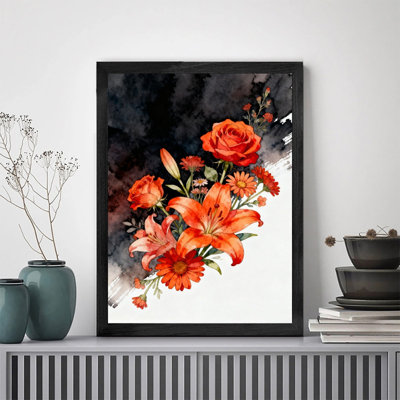 Art mural noir, nature morte et floral gothique, impression de cadre fantaisiste foncé rétro