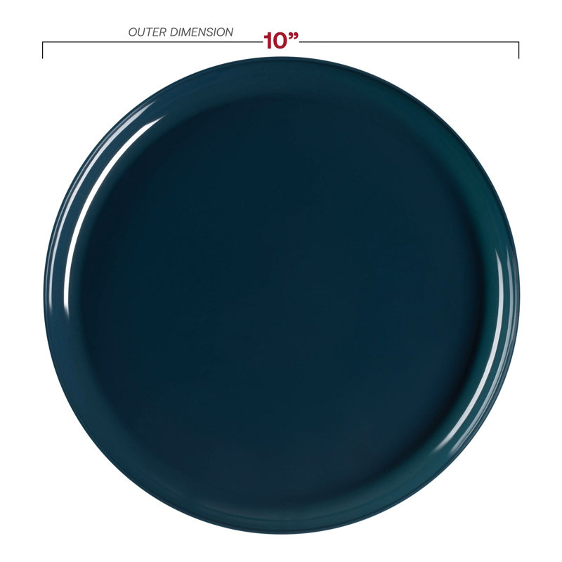 Assiettes plates rondes jetables en plastique bleu marine (25 cm) - 120 assiettes