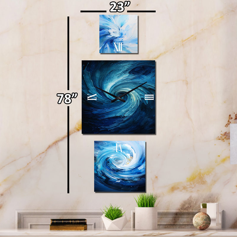 Horloge murale spirale bleue