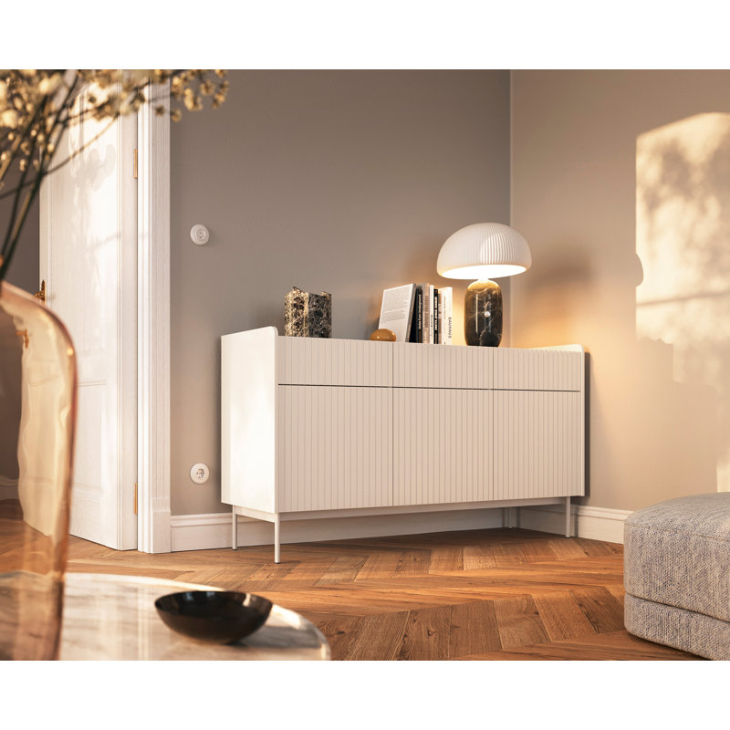 Three-Door Chest of Drawers with Three Drawers 153 cm Beige