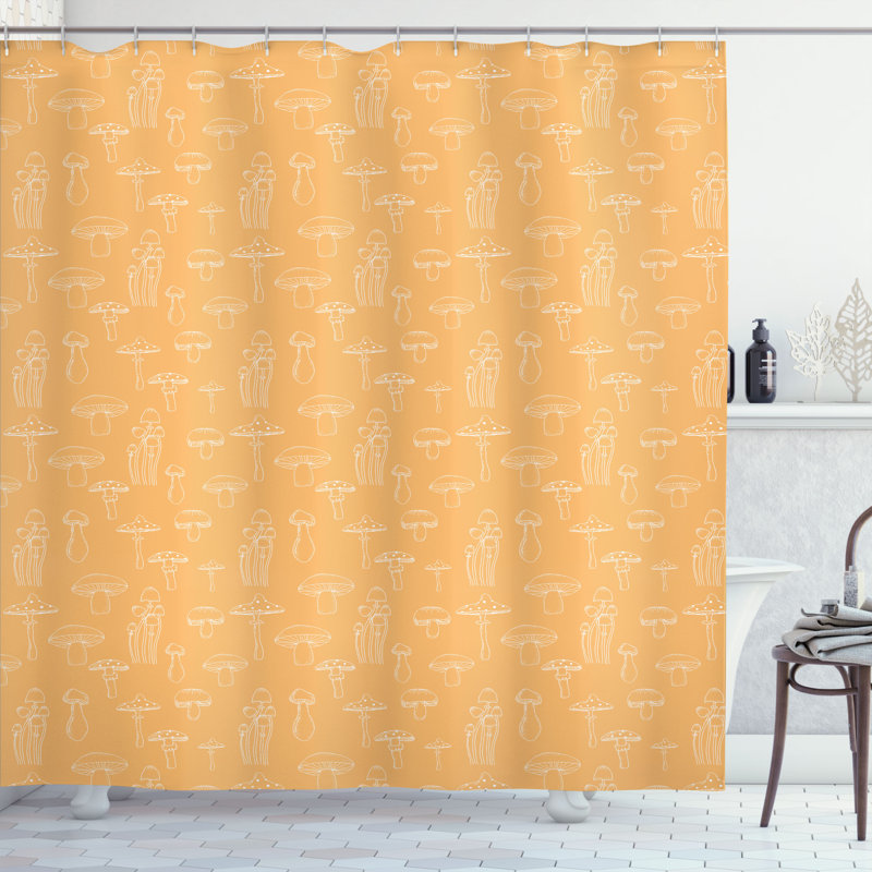 Ensemble de rideau de douche Mushroom + crochets, L 69 po x L 70 po, Neige