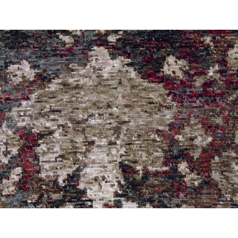 Tapis vert en laine nouée à la main 9 pi 1 po x 11 pi 10 po Zhalastrian Mahal C74AABD8D5FF4AAC847203AA9B46554F