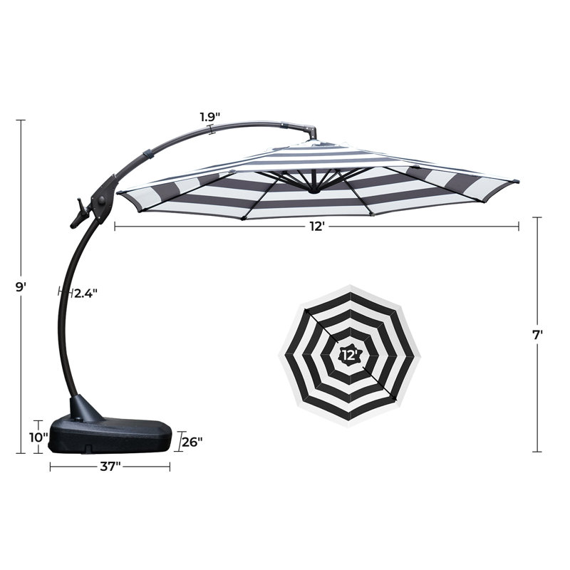 Parasol excentré en porte-à-faux Furio, L 137,8 po x P 137,8 po