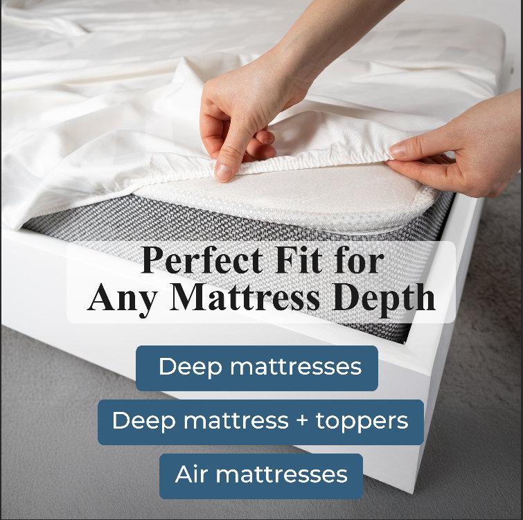 Apus Cotton Solid Perfect Fit Deep Pocket Fitted Sheet, California King Sheet Set with 2 Pillowcases, Ivory