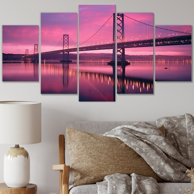 «San Francisco Skyline And Bay Bridge X», reproduction d'art sur toile - 5 panneaux