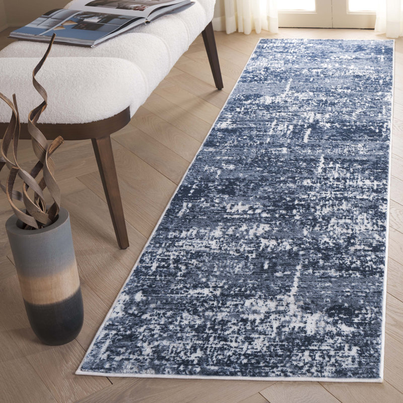 Tapis abstrait Grandview 700 Performance, Dark Blue/Ivory, Tapis de couloir 2 pi 2 po x 6 pi
