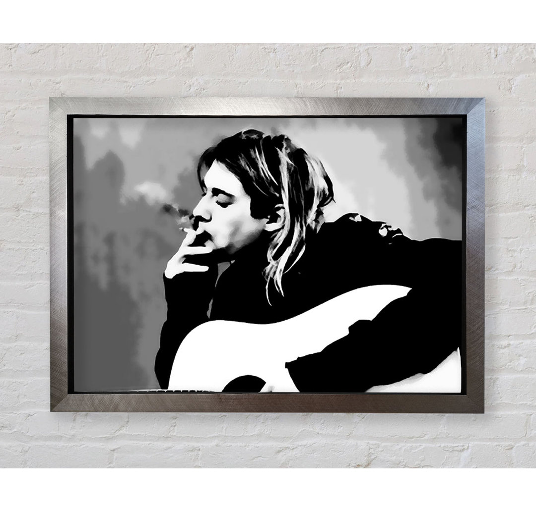 Kurt Cobain Guitar Smoke - Einzelner Bilderrahmen Druck