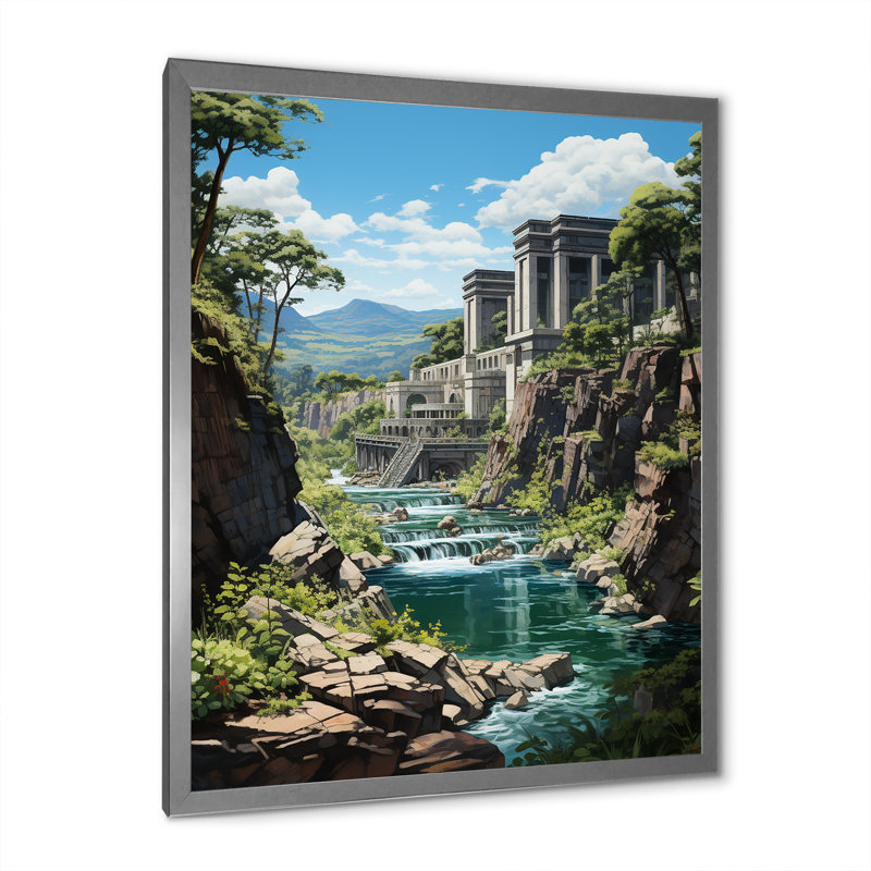 «Mansfield Dam Landscape III», reproduction sur toile, Cadre photo argenté, H 32 po x l 24 po x P 1 po