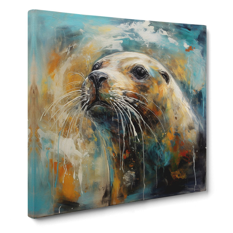 Seal Abstract Expressionism - Wrapped Canvas, 35cm H x 35cm W x 3cm D
