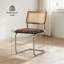 Ensemble de 4 chaises de salle à manger en rotin brun, chaises de cuisine modernes en bois de style Mid-Century, chaises de salle à manger en canne à dossier en filet, chaise Cesca avec pieds en métal chromé-2028437263-2028437262