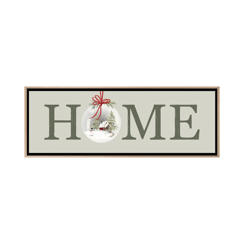 Signe de Noël à la maison - reproduction d'art murale - toile encadrée, H 20 po x l 60 po, Beige