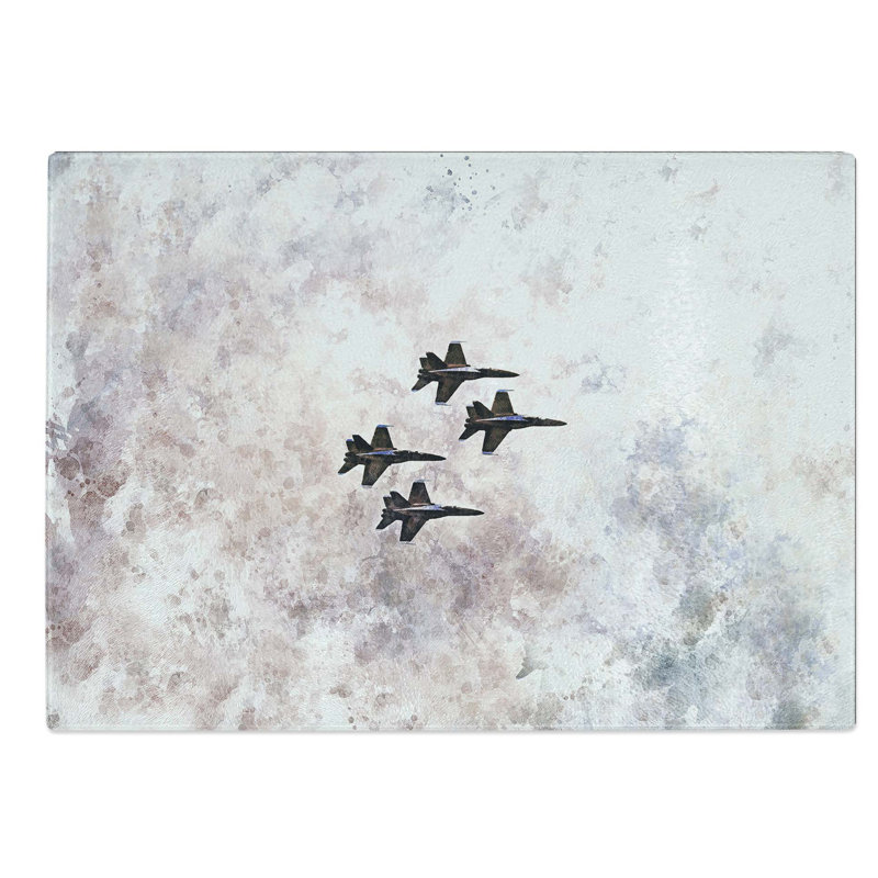 Tempered Glass Jets in Flight Chopping Board, 28.5 cm W x 20 cm L