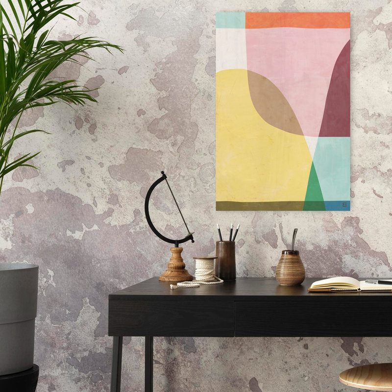 «Serene Abstract Forms Abstract», art mural contemporain coloré, H 24 po x l 16 po