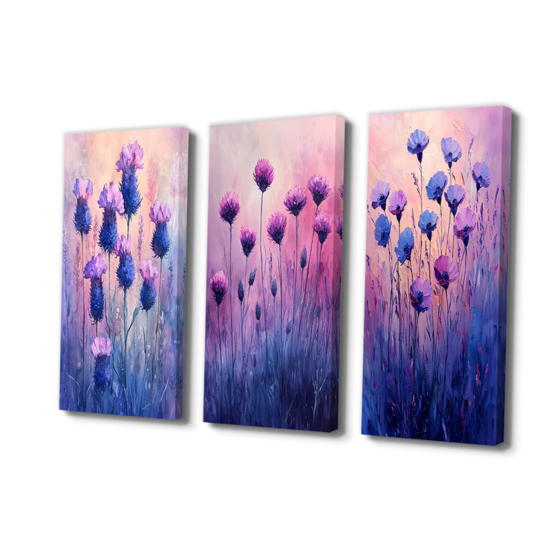 Rêve de champs de bleuet en mauve I - Collection d'art mural Cornflowers, H 28 po x l 36 po, Toile tendue, Ne s’applique pas