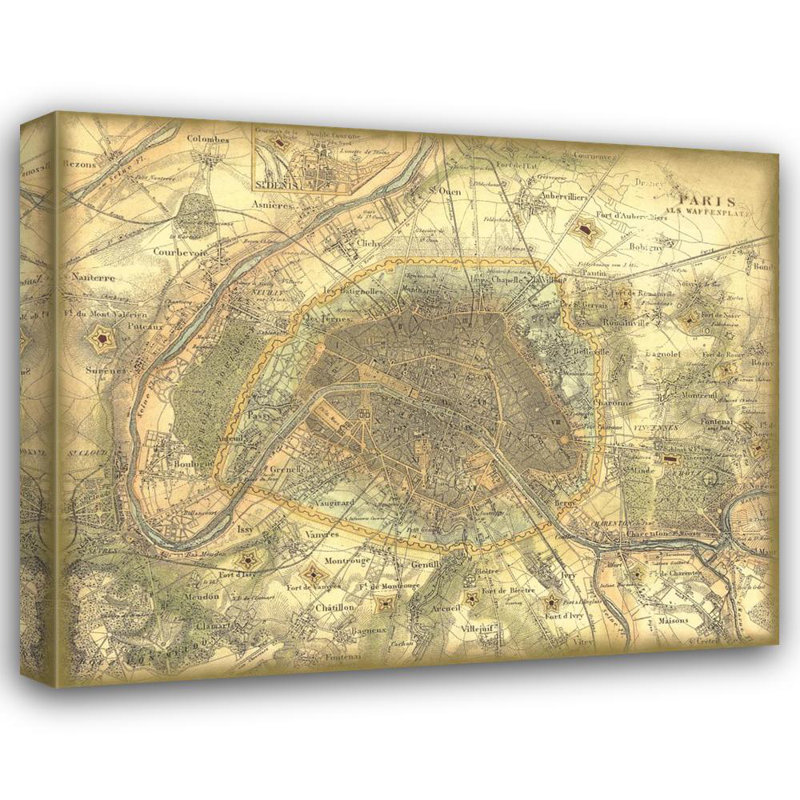 Map of Paris, 28" H x 35" W