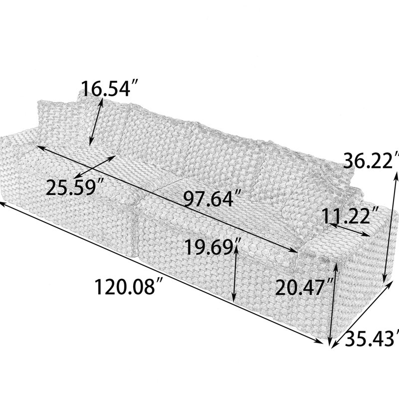 Velours tortue, arrangement multifonctionnel, sièges pour 4 personnes, ergonomique