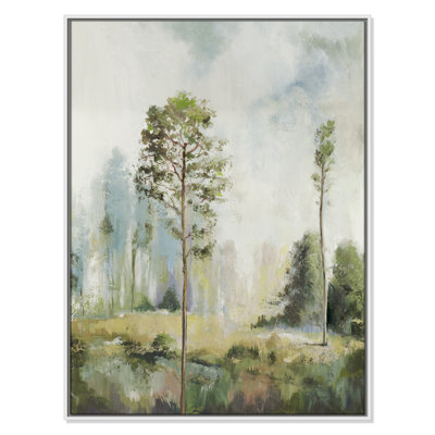 Teton Tall Green Trees I by Teton Pearce - Floater Frame Print on Canvas