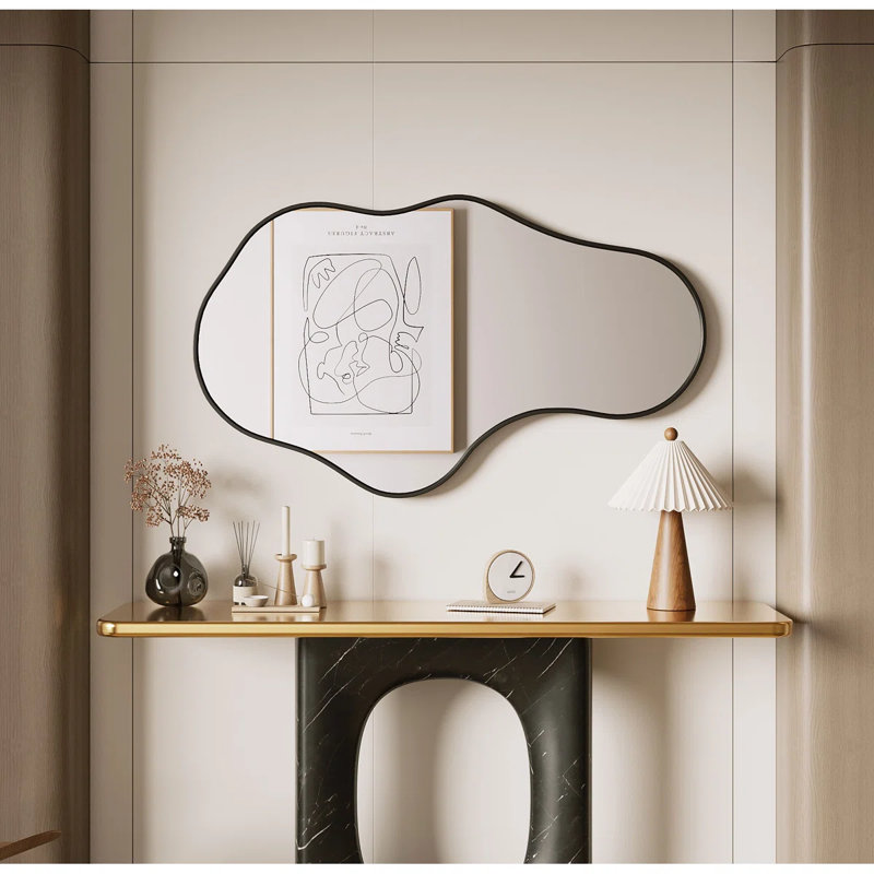 Irregular Unique Shaped Wall Mirror, Asymmetrical Mirrors, Cloud Mirror, Wavy Mirror, Morden Wavy Wall Mirror For Entryway Living Room Bedroom Bathroom