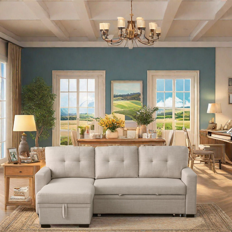 Convertible Loveseat Sofa Bed With Storage Chaise, Twin Size Pull-Out Sleeper With Removable Back Cushions For Small Spaces And Overnight Guests