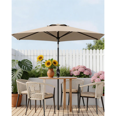 9 ft Outdoor Patio Umbrella, with Crank Lift & Push Button Tilt, UV Protection Waterproof