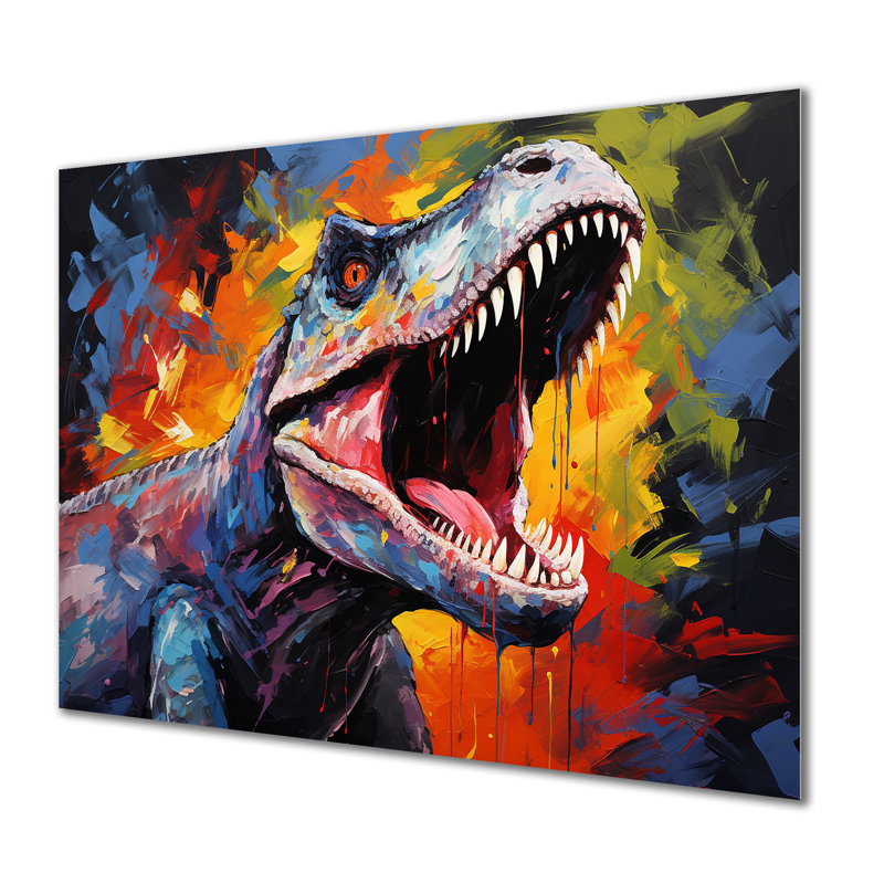 Lark Manor™ Colorful Roaring Trex Dinosaur I - Dinosaurmetal Wall Art ...