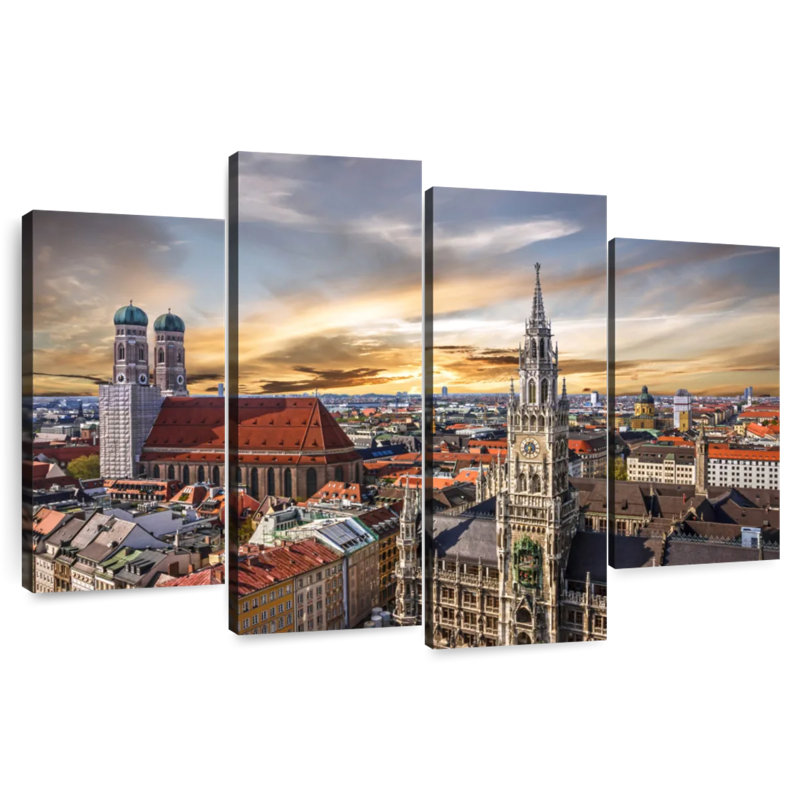 Munich city skyline Sireci, H 48 po x l 75 po