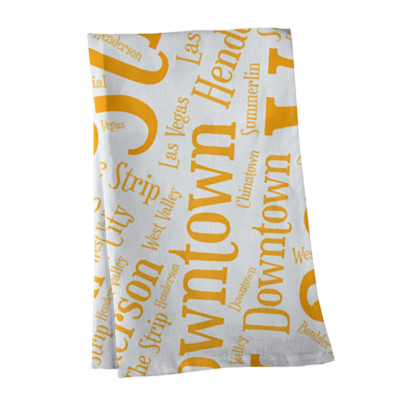Cotton Tea Towel Kitchen Towel, Black, Las Vegas