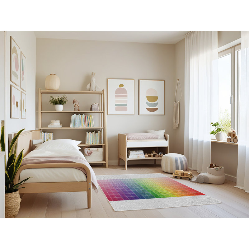 Tapis géométrique vert / rouge / violet, Rectangle 4 pi x 6 pi