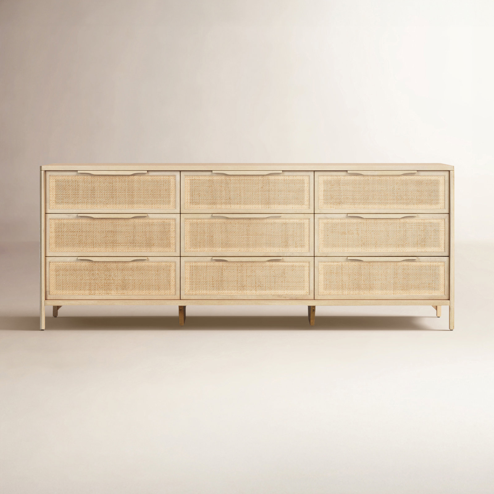 Nellie 9 Drawer Cane Dresser, Natural Mango
