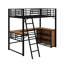 Lit mezzanine simple en métal avec 3 couches de tablettes et bureau en L-1291169465