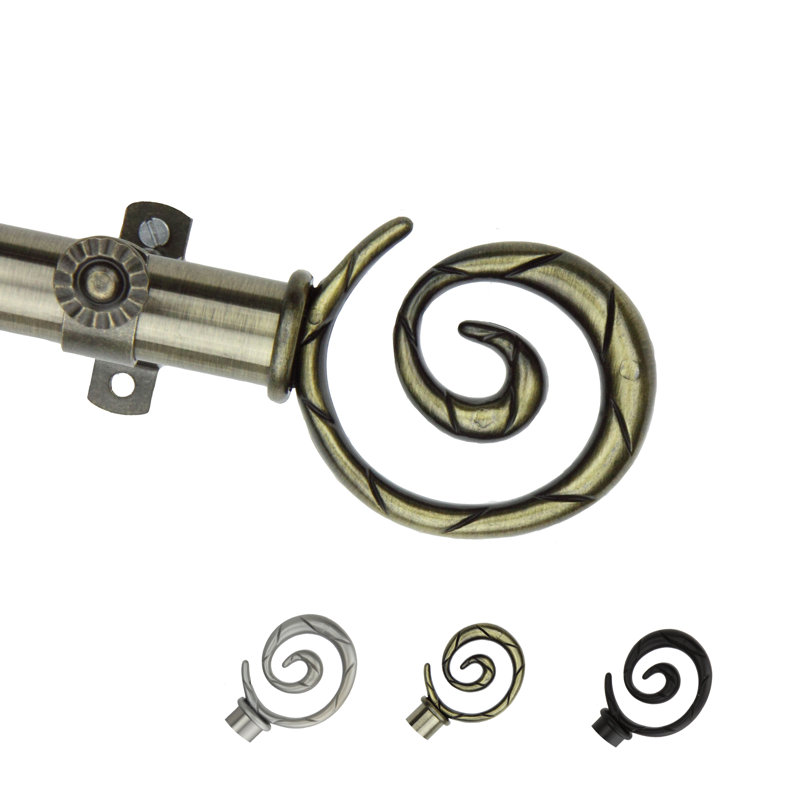 Tringle à rideaux simple Mcewen, l 48 po à 84 po, Laiton antique