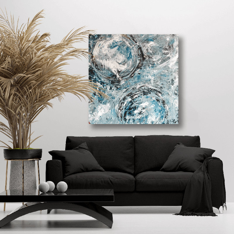 Aquaazul I Print by John Beard, 36" H x 36" W x 1.5" D, White Framed Canvas